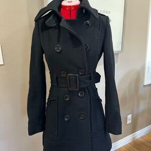 H&M Black Double-Breasted Trench Coat